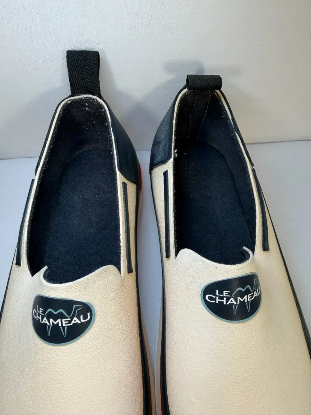 Vintage LE CHAMEAU Beige Rubber Boat Deck Shoes Womens 39 US 8-8.5
